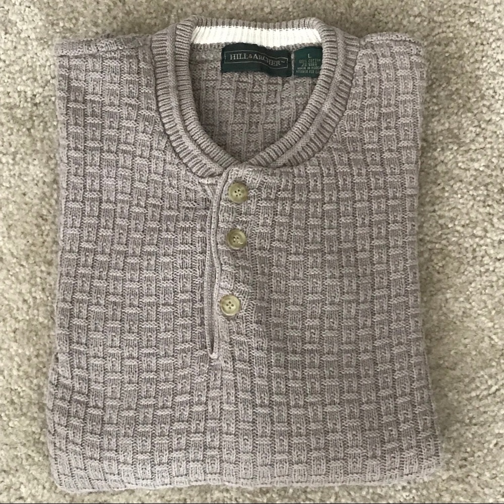 Hill & Archer - Button-Up Gray Sweater, Large